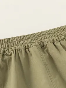 Pantalón cargo verde oliva para niños con cintura elástica y tejido de algodón