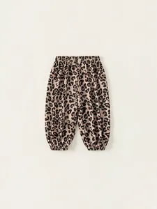 Pantaloni Jogger Leopardati per Bambini in Poliestere Anti-Zanzara con Polsini Pantaloni alla Moda per Ragazze Ragazzi Primavera Autunno