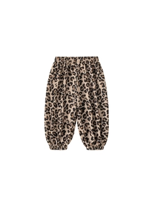 Pantaloni jogger leopardati per bambini con vita ed orli elastici in tessuto kaki