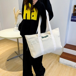 Damen High-End Segeltuch Umhängetasche Trendy Einfache Tote Crossbody Tasche Mit Buchstabendruck Winter Große Kapazität Handtasche