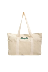 Minimalistische cremefarbene Canvas-Einkaufstasche mit Simple-Schriftzug für Damen