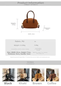 Detailed size chart for the PU leather crossbody bag showing dimensions and specifications