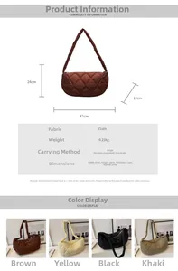 Detailed view of lightweight quilted crescent bag showing fabric texture and four colors