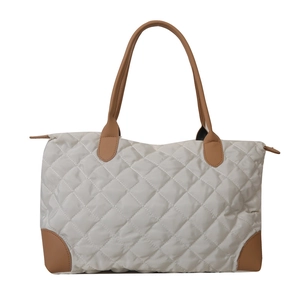 Grand sac cabas matelassé avec des anses et des finitions contrastées en cuir marron
