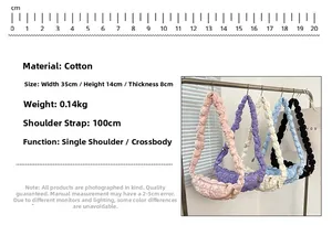 Tableau des tailles détaillé pour le sac en coton matelassé avec 35cm de large et sangle