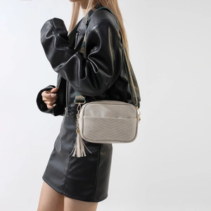 Women PU Leather Underarm Shoulder Bag Vintage Quilted V Design Camera Bag With Ethnic Wide Strap And Tassel Crossbody Bag