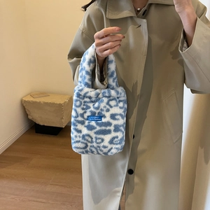 Women Winter Faux Fur Handbag Plush Leopard Zebra Cow Print Shoulder Bag Chic Animal Pattern Soft Tote Handbag For Daily Work