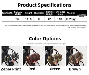 Guida alle taglie per borsa in lana con dimensioni 23x11,5x8cm e peso di 0,28kg