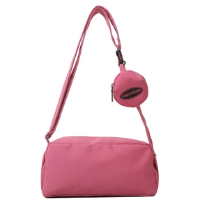 Pink minimalist crossbody bag set with a small round pouch and adjustable strap