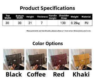 Detailed size specifications and material parameters for this PU leather women handbag