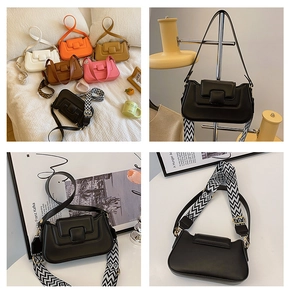 Detailed view of stylish PU leather handbag showing dual straps and six color options