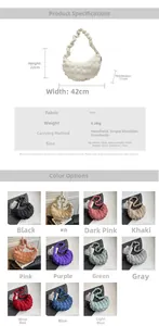 Detailed view of the quilted puffer bag texture with specific size and fabric dimensions