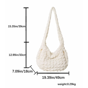Detailed dimension guide for large beige pleated hobo bag showing size and 0.29kg weight