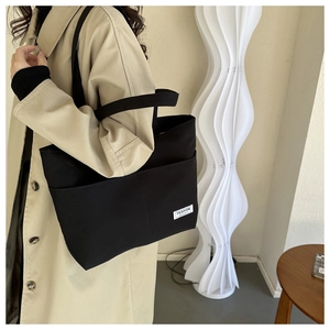 Borsa Tote da Donna Fashion Instinct in Tela Grande Capacità Borsa a Tracolla Casual Semplice Tinta Unita per Uso Quotidiano