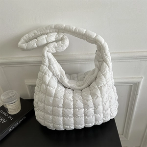 Grand Sac à Épaule Matelassé Bouffant pour Femmes Motif en Losange Tissu Oxford Sac Fourre-tout Mode Sac Quotidien