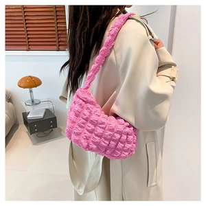 Sac à Épaule Tendance Texture Bulles pour Femmes Sac Sous les Bras en Tissu Plissé Style Hobo Sac à Main Décontracté de Créateur Minimaliste