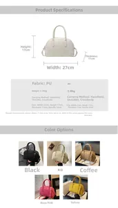 Detailed size specifications for minimalist PU leather Boston bag for women with dimensions