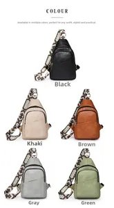 Vue détaillée de cinq sacs bandoulière en similicuir avec des bretelles tissées vintage