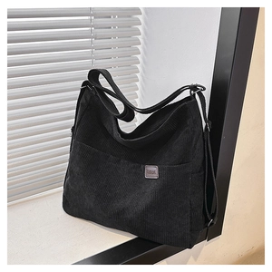 Sac à Bandoulière de Mode en Velours Côtelé Femme Grande Capacité Sac Hobo Tote Style Rétro Simple Sac en Tissu Quotidien