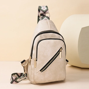 Women Fashion Fabric Shoulder Bag Urban Minimalist Design Geometric Pattern Strap Chest Crossbody Bag Daily Handbag