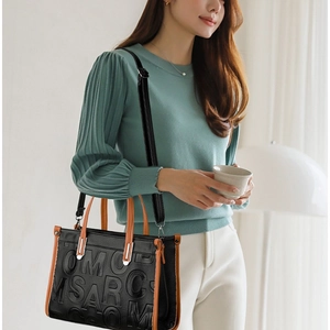 Sac Fourre-Tout Mode Femmes Couleur Contrastée Lettres Gaufrées Cuir PU Sac à Main Décontracté Grand Sac à Épaule Bandoulière Travail