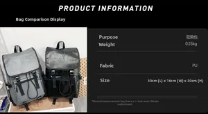 Détails du sac à dos en similicuir PU avec dimensions et boucles de réglage latérales