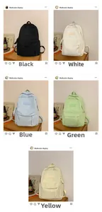 Détails de sacs à dos en nylon à la mode en noir blanc bleu vert et jaune pour femmes