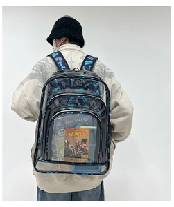 Transparenter PVC Rucksack stylish durchsichtiger Schultasche Freizeit Daypack Tasche