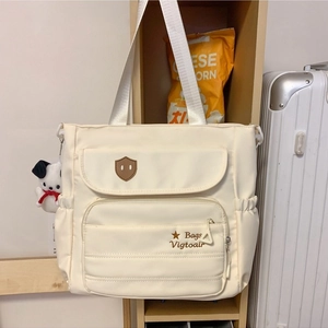 Borsa a Tracolla in Nylon da Donna Borsa Tote Grande Capacità con Molte Tasche e Pendente a Forma di Cane Borsa a Tracolla Casual