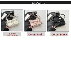 Three elegant handbags in off-white, pink, and black featuring decorative bow-knot details
