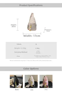 Detailed size chart and multi-color crossbody canvas bags with floral straps for women