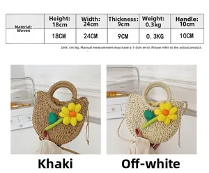 Spécifications détaillées du sac à main tissé avec fleurs en deux couleurs