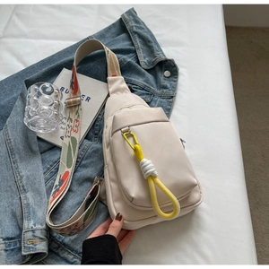 Urban Simple Nylon Chest Bag For Women With Floral Embroidery Strap Multi Zipper Sling Crossbody Shoulder Bag Spring Trend