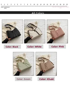 Detailed close-up showing five color variants of a vertical pleated PU leather tote bag