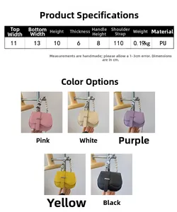Tableau des tailles détaillé pour sac à main en PU avec dimensions et poignée en perles
