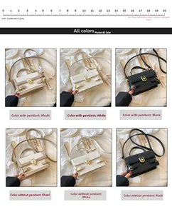 Détail du petit sac à bandoulière carré avec fermoir cœur tournant et texture litchi