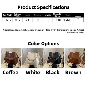 Tableau des tailles et dimensions du sac seau en cuir PU avec détails de chaîne mode