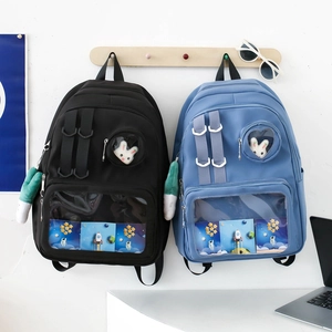 Fashion Nylon 3 Pcs Backpack Set For Women Ita Bag Transparent Window Shoulder Bag Tote Pencil Case Student School Bag