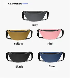 Overview of minimalist waterproof chest bags in grey, yellow, pink, black, and blue colors