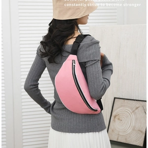Pink minimalist crossbody chest bag made of water-resistant fabric for women in 2024