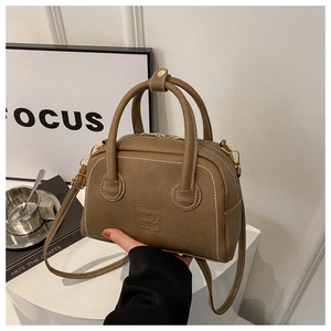 Fashion vintage dark brown PU leather handbag with adjustable strap for spring