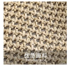 Macro shot of high-quality woven straw fabric detail on a stylish fashion handbag