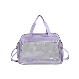 Sac à main transparent en PVC violet à la mode avec poches latérales en maille pour femmes