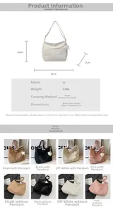 Detailed size chart for minimalist PU leather crossbody bag showing dimensions and colors
