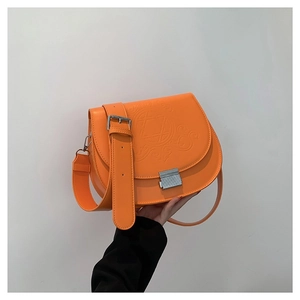 Sac bandoulière en cuir PU orange vif avec motifs en relief pour femme mode printemps