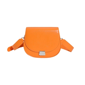 Sacoche selle orange tendance en cuir PU avec gaufrage étoile et fermoir argenté