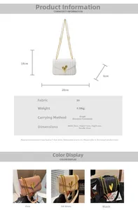 Detail view of quilted PU leather crossbody bags with heart buckles in three colors