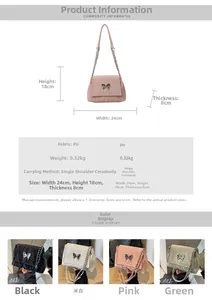 Détails du sac cabas en PU pour femme avec papillon en métal et choix de couleurs