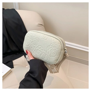 Sac Bandoulière Femme en Cuir PU Relief Rose Large Sangle Tissée Géométrique Urbain Minimaliste Sac Épaule Carré