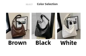 Detailed comparison of litchi texture PU leather bags in brown black and white colors
